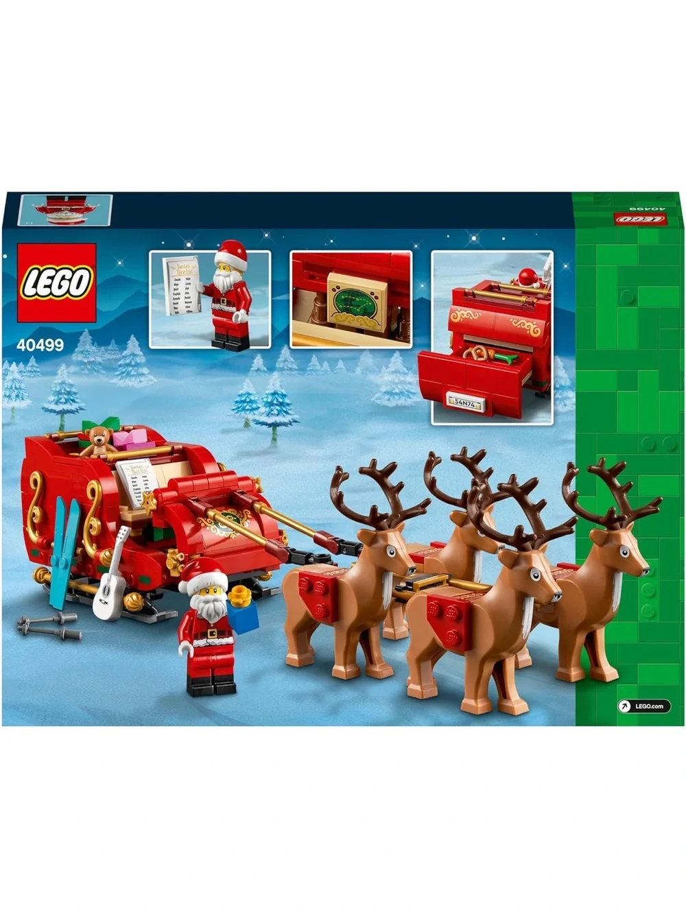 LEGO Santa's Sleigh Christmas Toy Set with Reindeer & Santa Figurine 40499